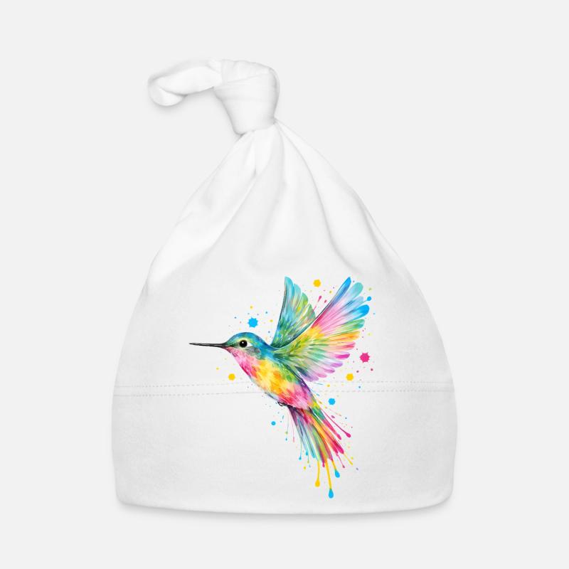 Farbenfroher Kolibri – Graffiti Vogelkunst Baby Bio-Mütze