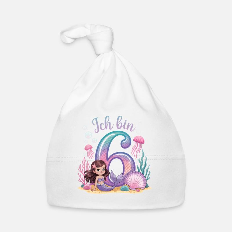 Ich Bin 6 Meerjungfrauen Mädchen 6. Geburtstag Baby Bio-Mütze