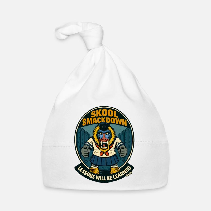 School Smackdown Primates Monkey Mandrill Organic Baby Cap