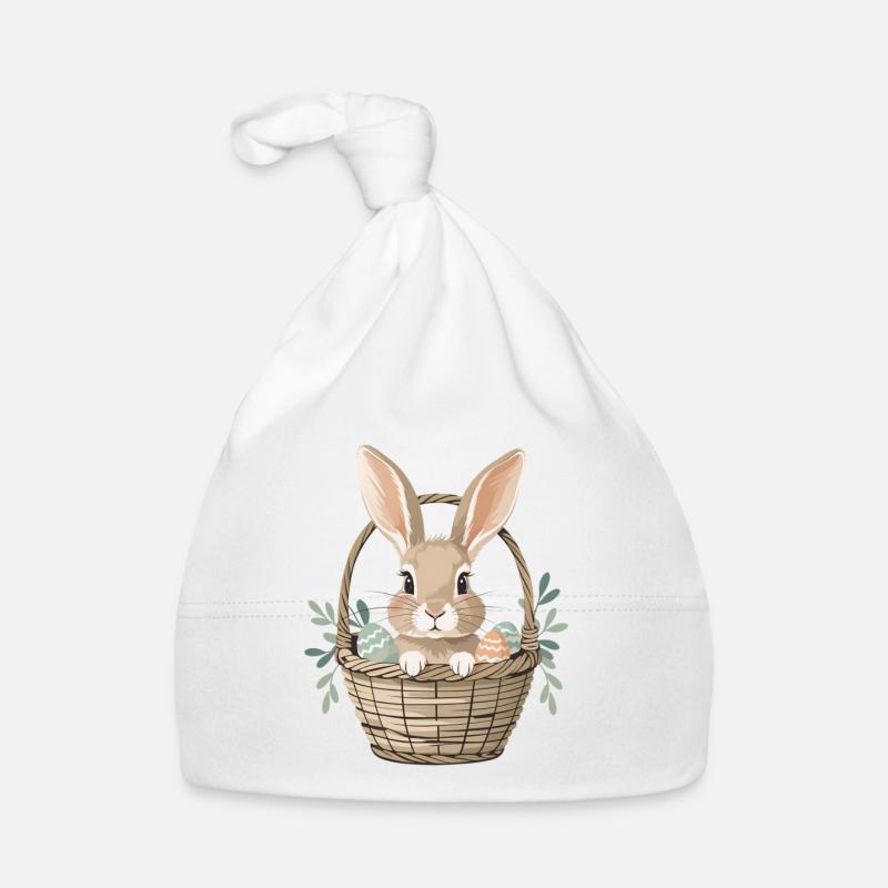 Happy Easter bunny in basket Organic Baby Cap