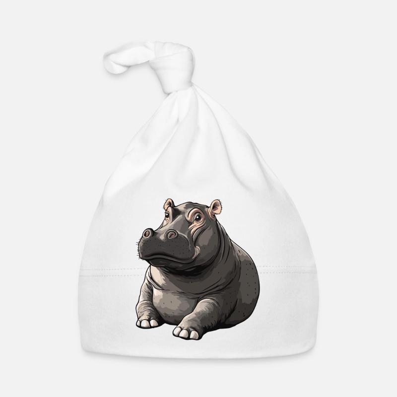 Silent Hippo Cartoon Style Organic Baby Cap