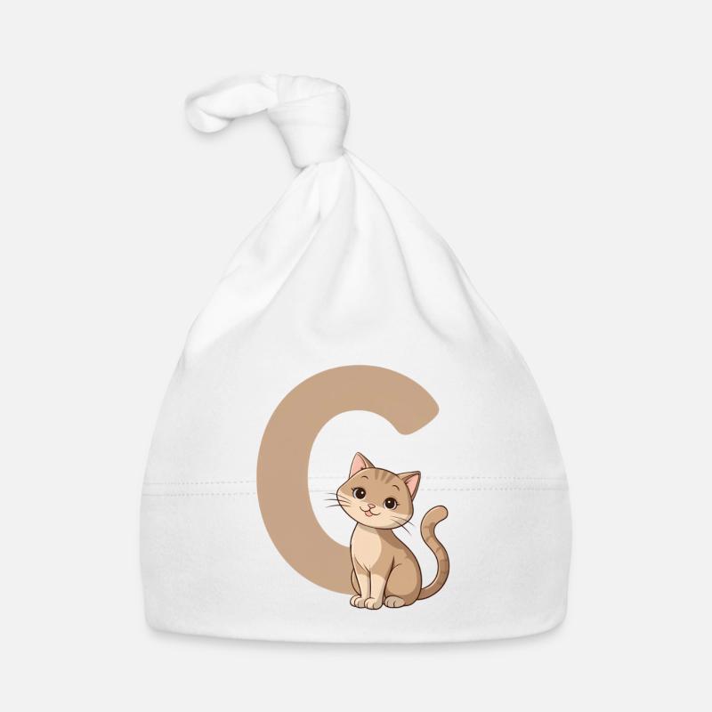 Chaton et lettre C Bonnet bio Bébé