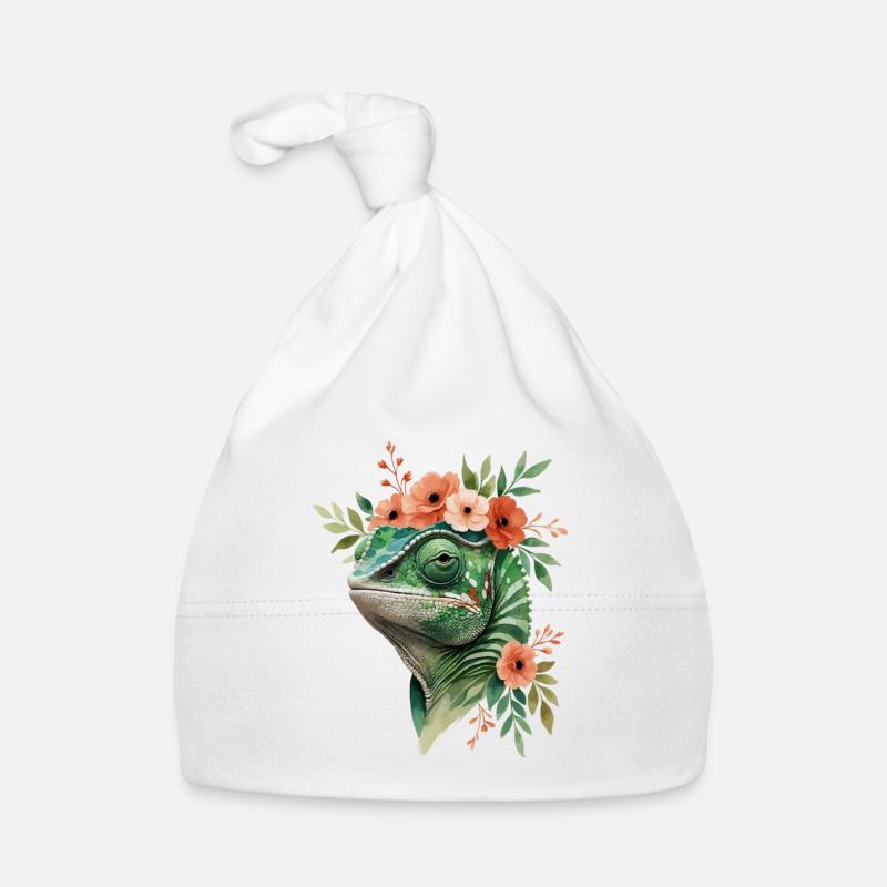 Flower wreath with chameleon Organic Baby Cap
