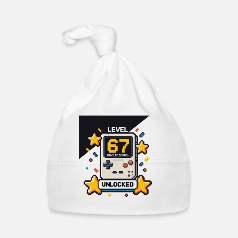 Level 67 Tage Schule freigeschalteter Pixel Gamer Baby Bio-Mütze