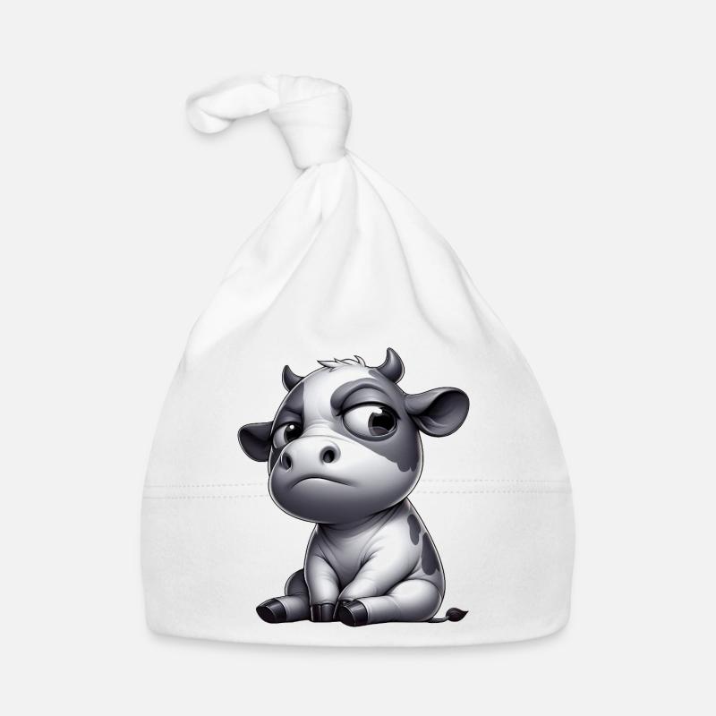 Funny Cow Cartoon Comic Bull Pride Skeptical Organic Baby Cap