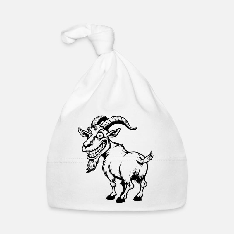 Goat mischievous black sketch Organic Baby Cap