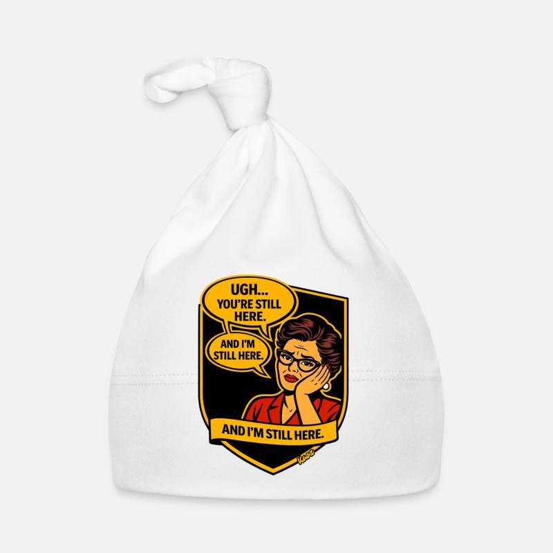 Retro Comic Lady: Still Here Organic Baby Cap