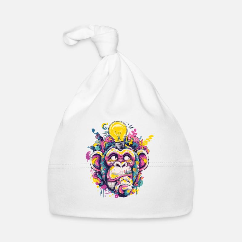 Glowing Monkey Graffiti - Organic Baby Cap - white