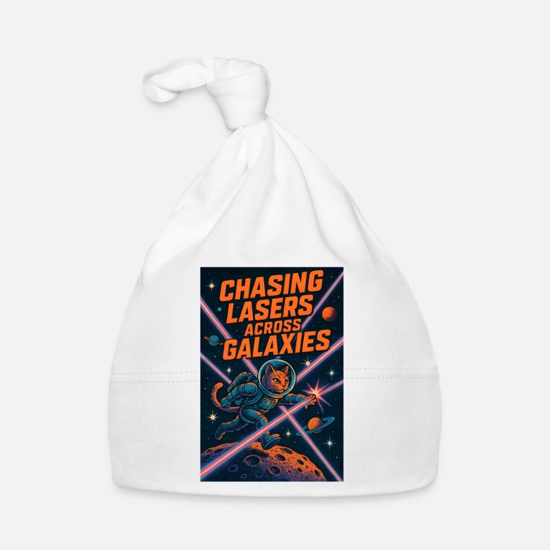 Laser Hunt Through Galaxies | Space Cat Sci-Fi Organic Baby Cap