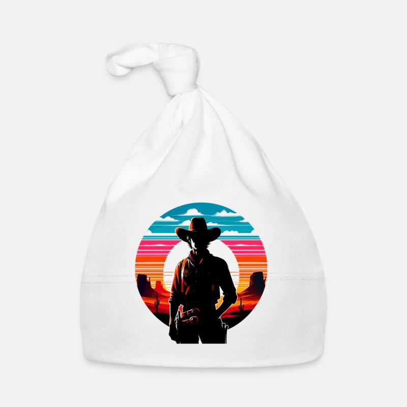 Silhouette du coucher de soleil du Cowboy du Désert Bonnet bio Bébé