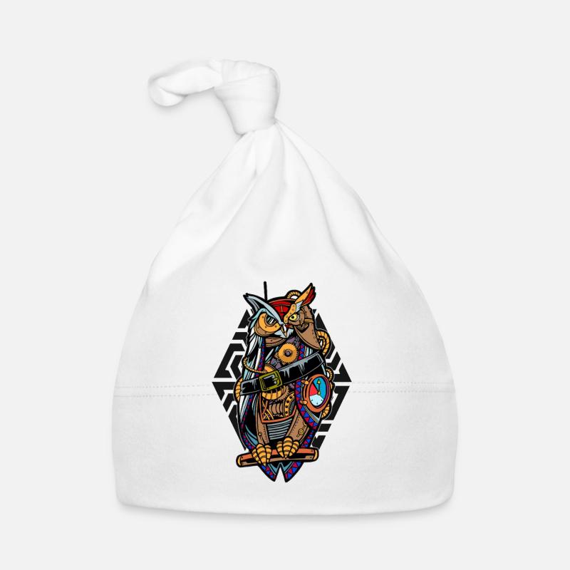 Steampunk-Eule mit Zahnrädern Mystisch Mechanisch  Baby Bio-Mütze