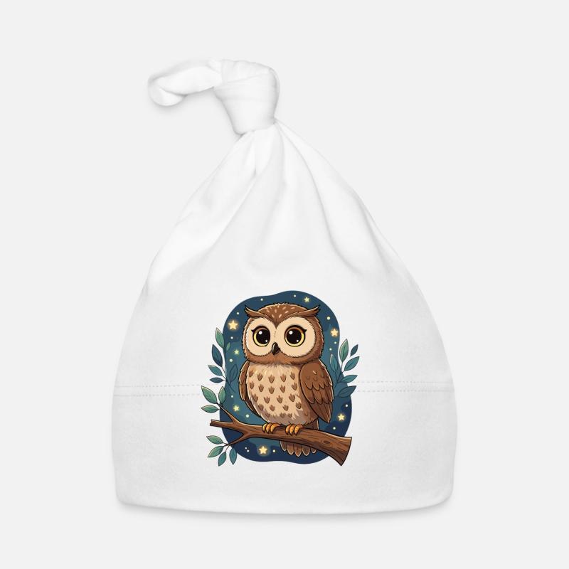 Nächtliche Eule auf Ast Baby Bio-Mütze