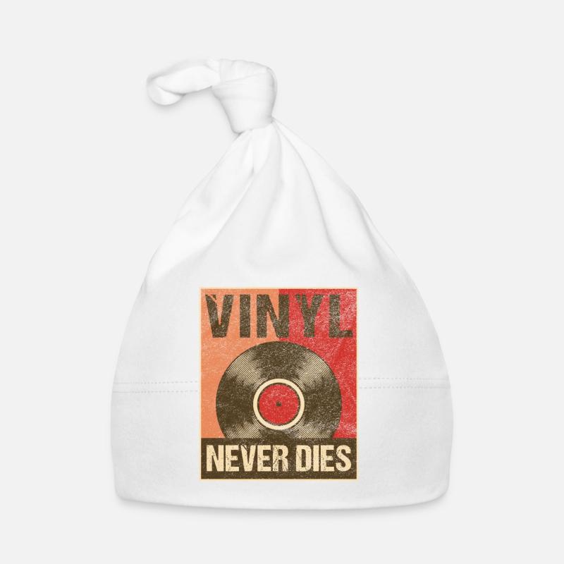 Graphique rétro de l’affiche Vinyl Never Dies Bonnet bio Bébé