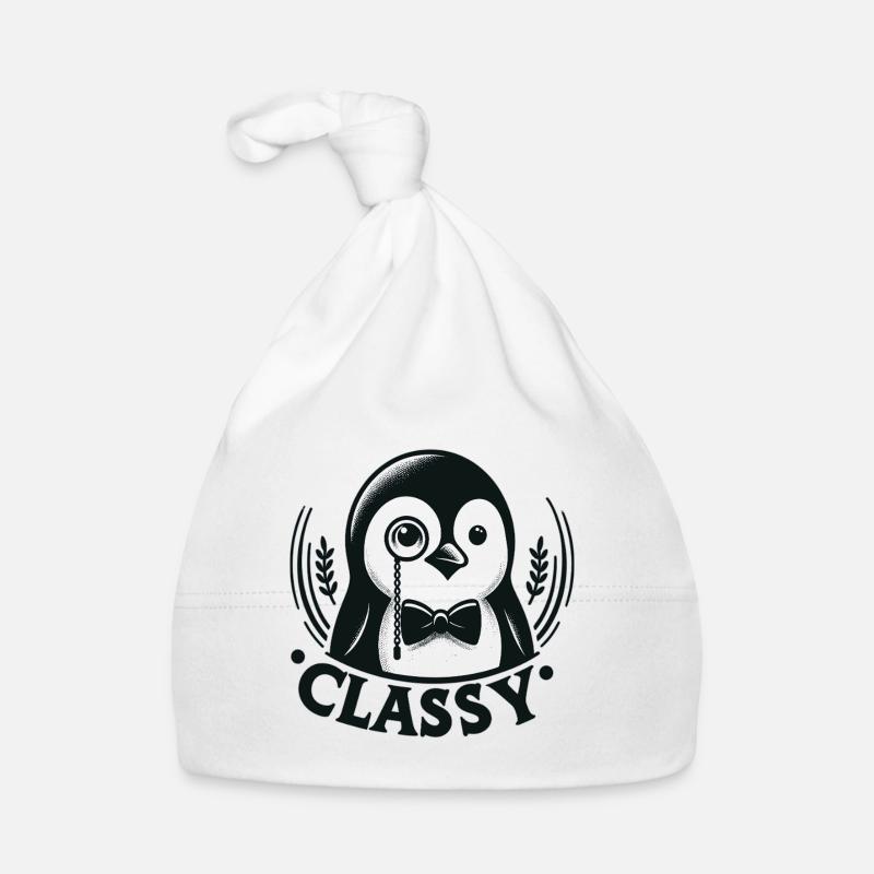 Élégant manchot avec monocle Bonnet bio Bébé