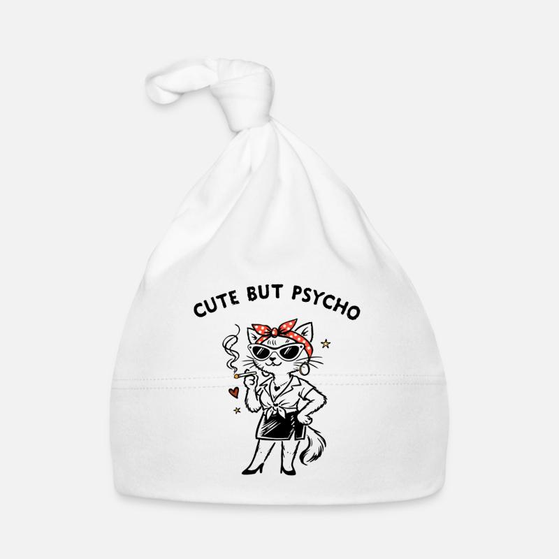 Cute but Psycho – Selbstironischer Katzen Spruch Baby Bio-Mütze