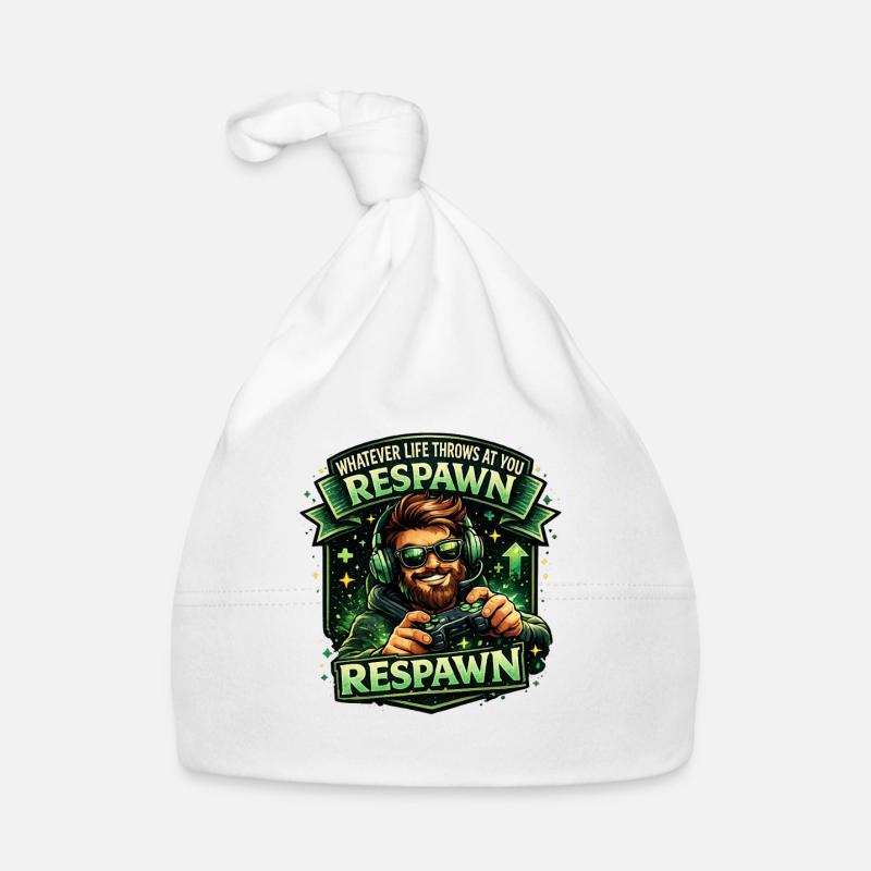 Respawn Gaming Theme Reboot Humor Motivation Organic Baby Cap
