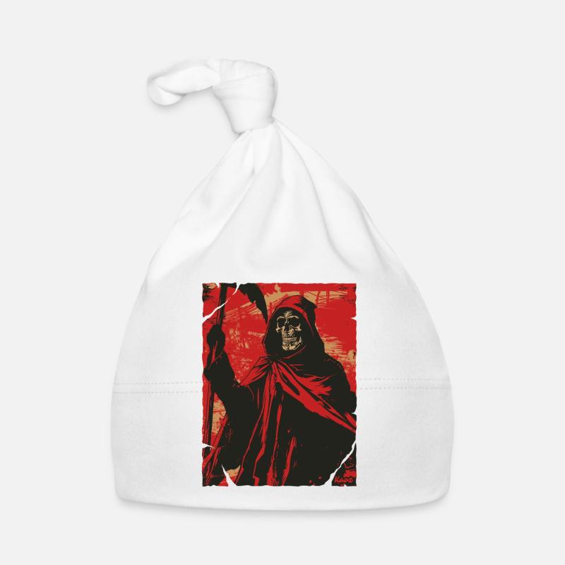 Red Shadow Grim Reaper Skull Skeleton Organic Baby Cap