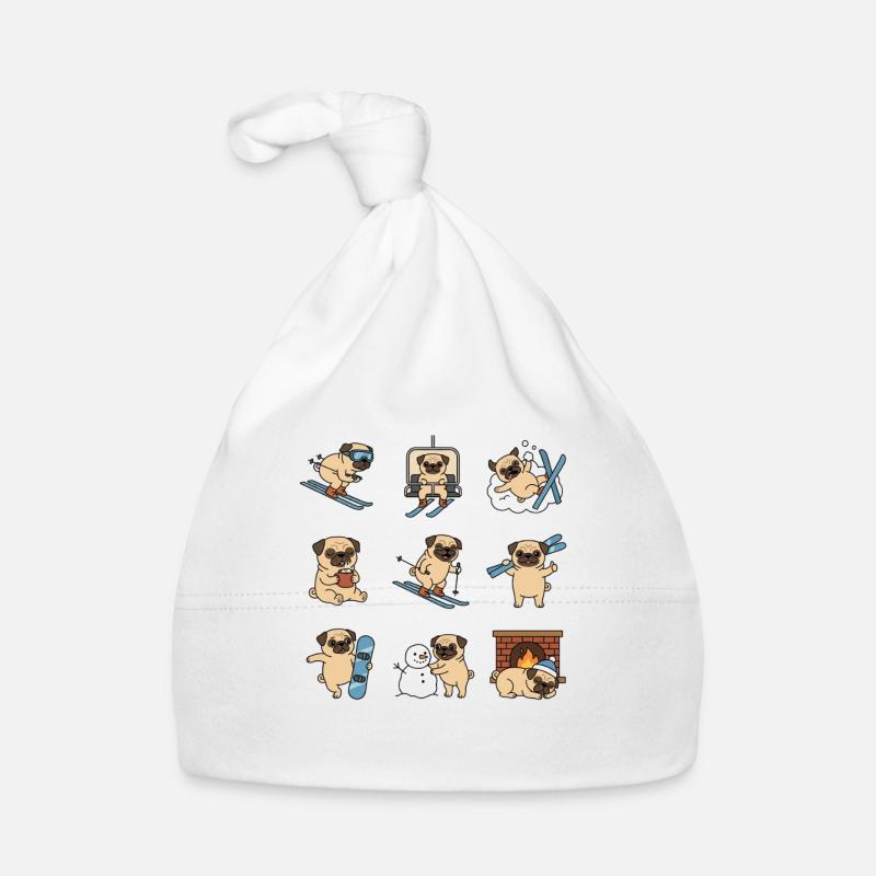 Mops Winter Skiurlaub Snowboard Spass Baby Bio-Mütze