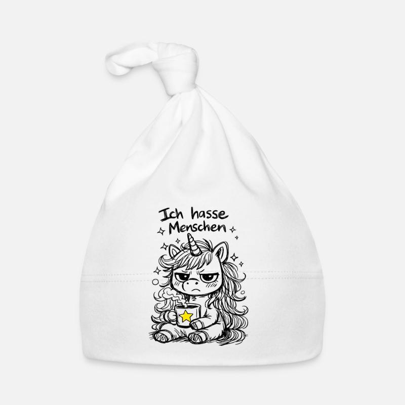 Süßes Einhorn Kritzelstil mit Spruch Baby Bio-Mütze