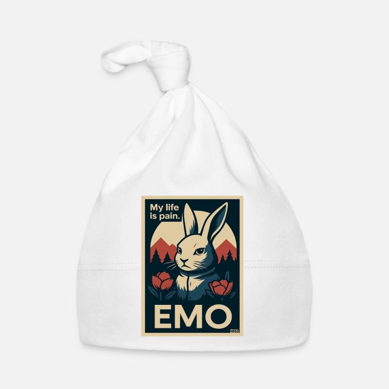 Emo bunny avec le lettrage My Life is Pain Bonnet bio Bébé