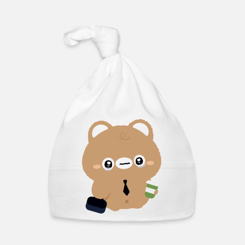 Müder Kawaii-Bär mit Kaffee Baby Bio-Mütze