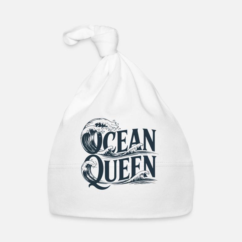 Ocean Queen - Waves Typography Design Organic Baby Cap