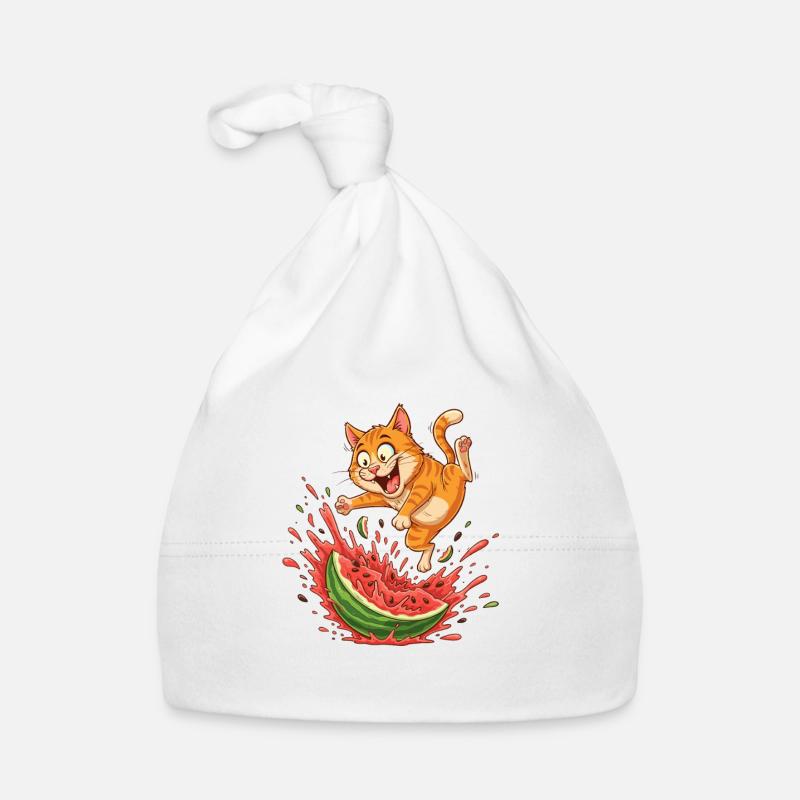Katzen Sommer Wassermelone Spritzer Baby Bio-Mütze