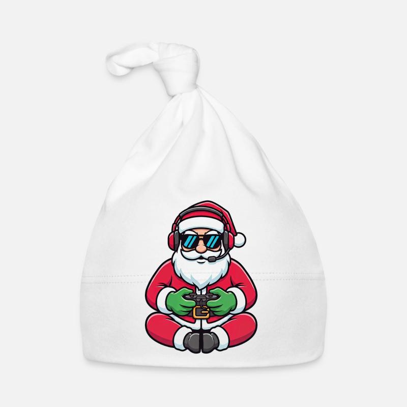 Gamer Weihnachtsmann Spielt Videospiel-Controller Baby Bio-Mütze