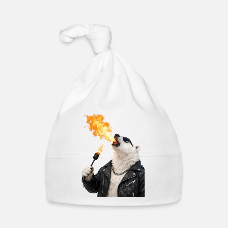 Polar Bear Fire Breath Leather Jacket Organic Baby Cap