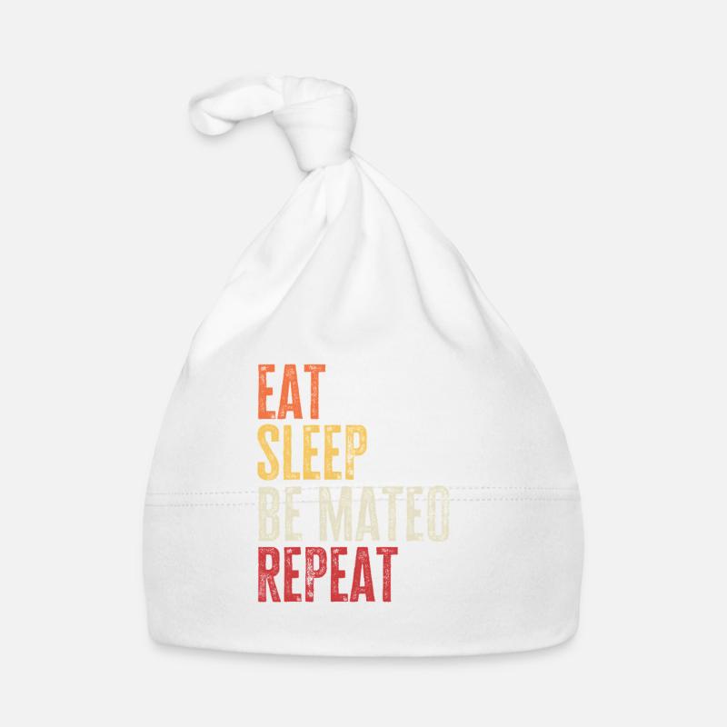 Eat Sleep Be Mateo Repeat Retro Name Organic Baby Cap