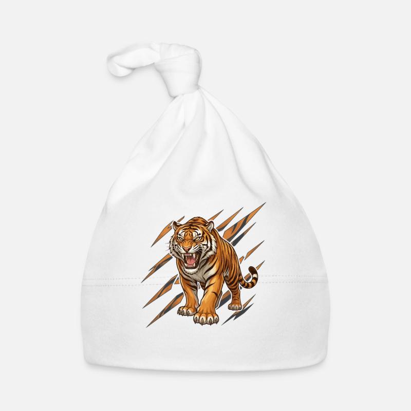Wild tiger in scratch pattern Organic Baby Cap