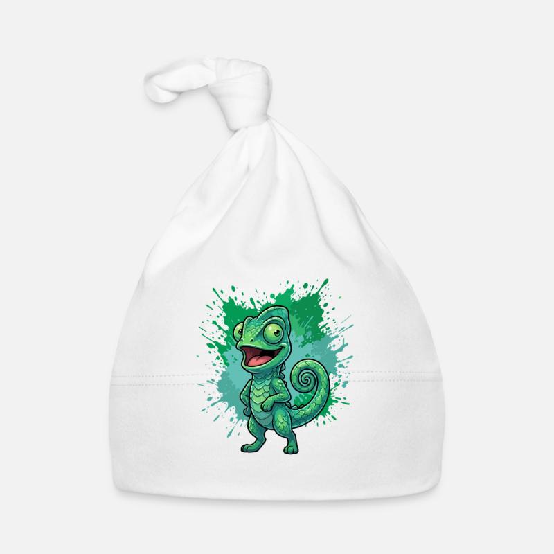 Fond éclaboussuré caméléon vert Bonnet bio Bébé