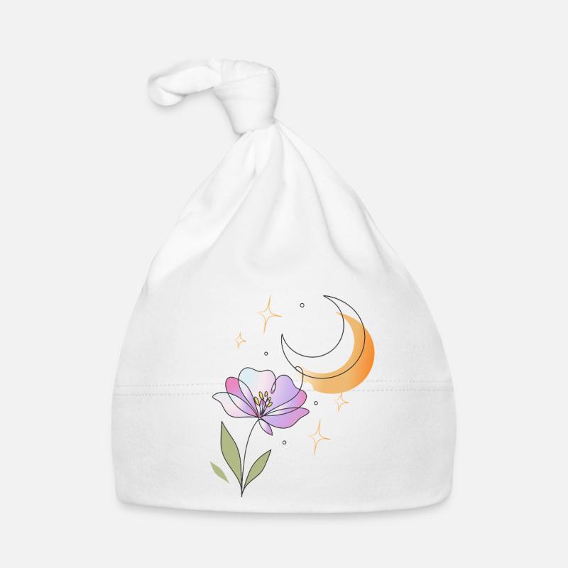 Fleur avec illustration en lignes de lune Bonnet bio Bébé