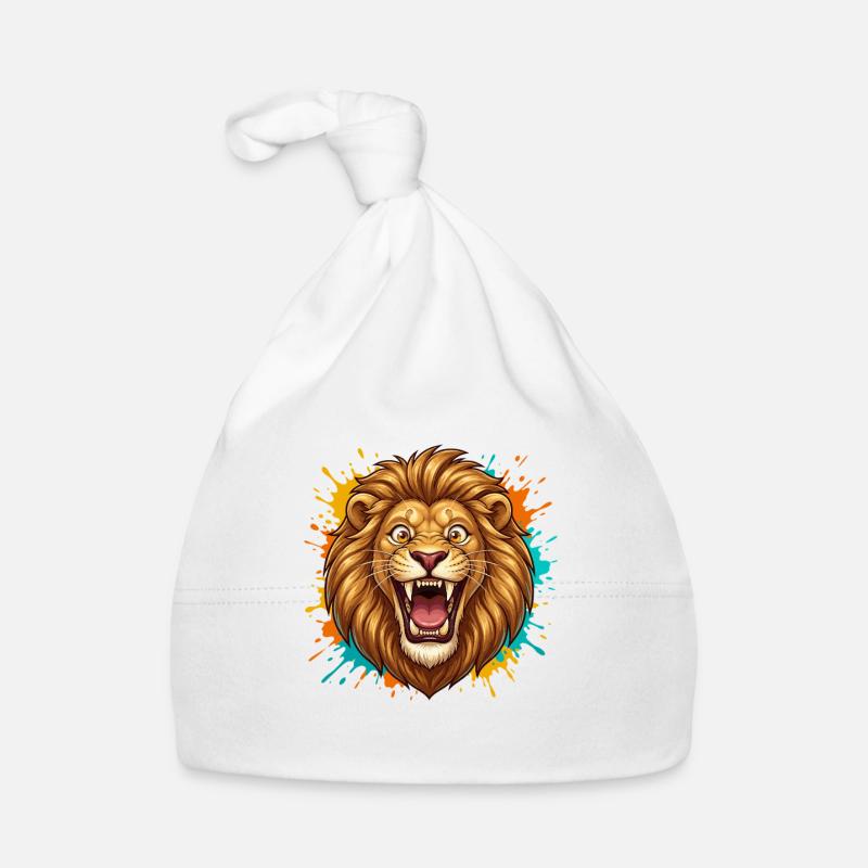 Lion Head Paint Splash Organic Baby Cap
