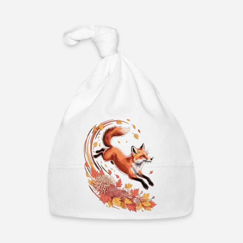 Fuchs Herbst Shirt – Elegantes Fuchs T-Shirt Wald  Baby Bio-Mütze