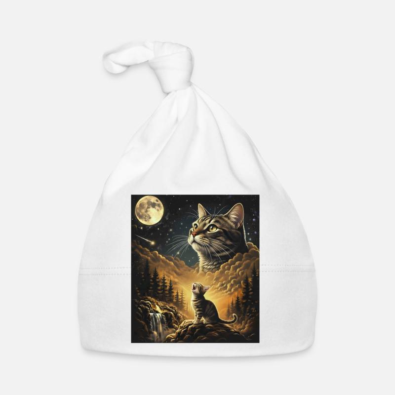 Moon Cat Over Cloud Forest Cat Howls At Moon Organic Baby Cap
