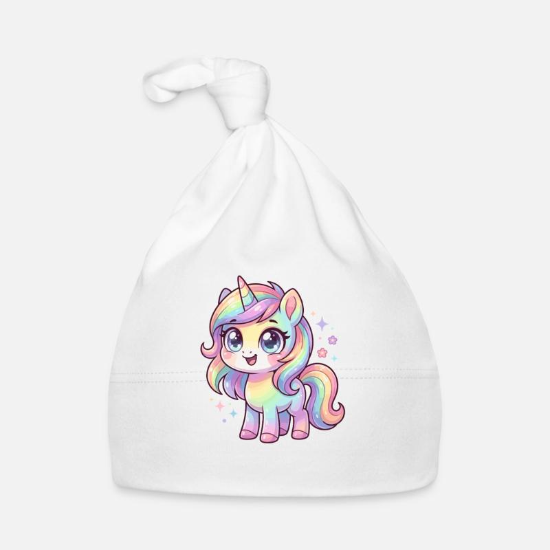 Pastellregen-Einhorn Chibi Baby Bio-Mütze