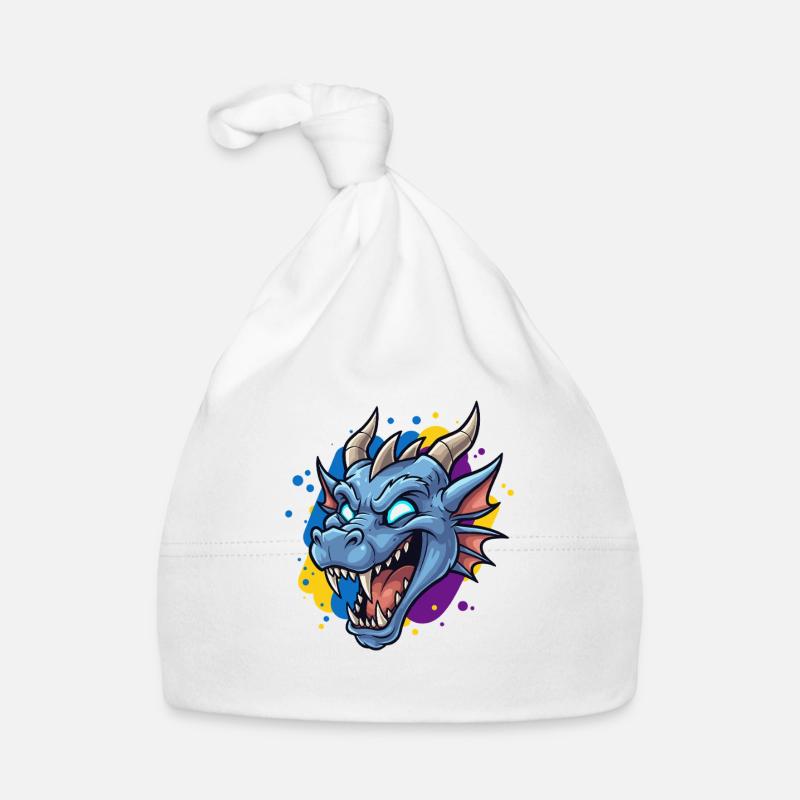Blauer Drachenkopf Neon-Splash Baby Bio-Mütze
