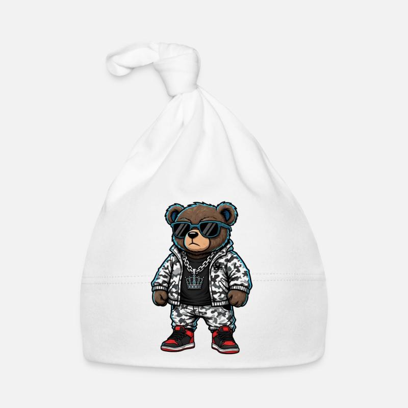 Cool Bear in Camouflage Pullover Hoodie Organic Baby Cap