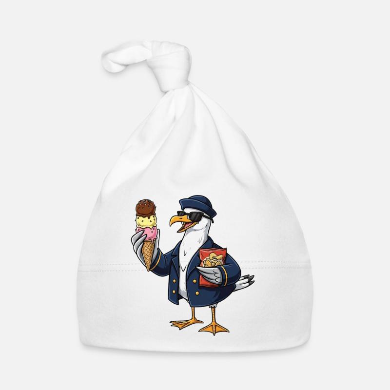 Cooler Möwenkapitän Mit Eis Und Chips Baby Bio-Mütze