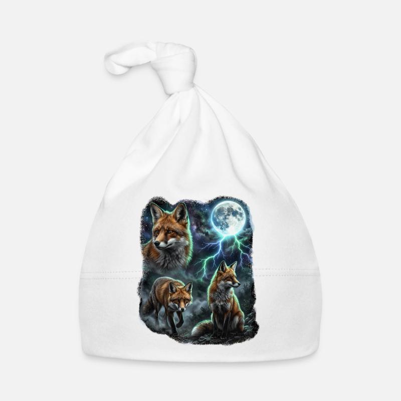 THREE Wild Foxes with Moon Wildlife Designs Organic Baby Cap