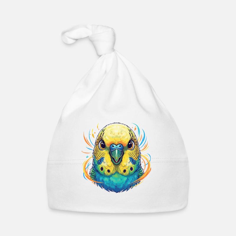 Explosion de couleurs de perruche vivante - Bonnet bio Bébé - blanc