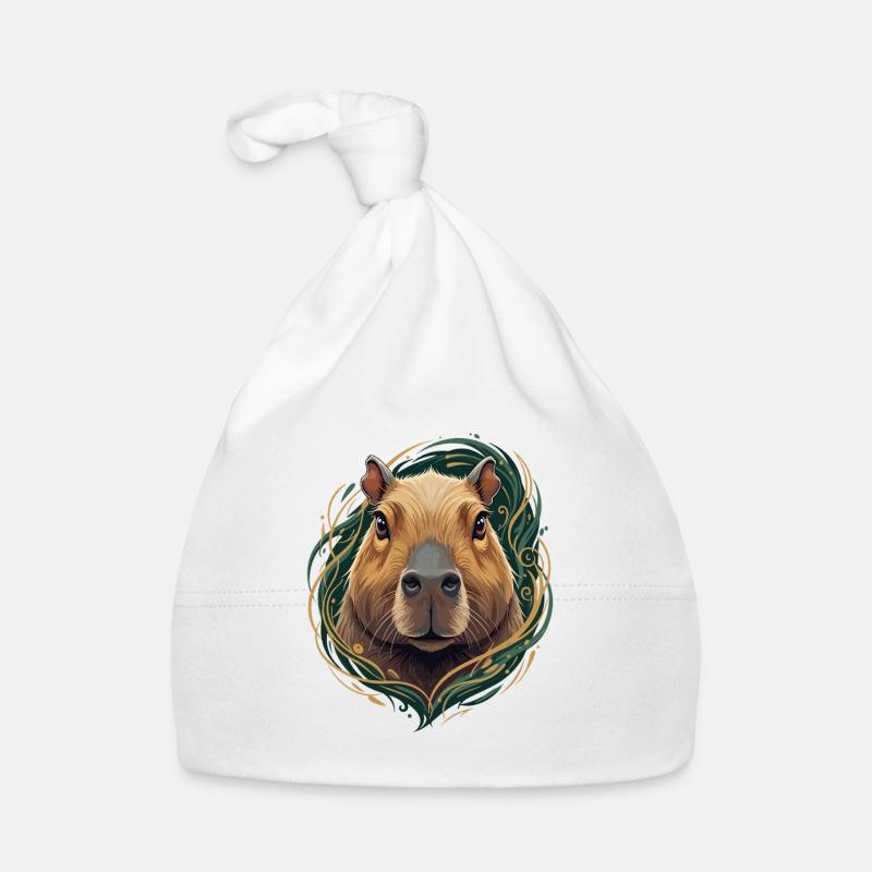 Capybara im Ornamentrahmen Baby Bio-Mütze