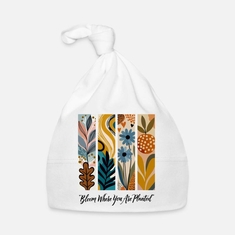 Blooming Botanical Panel Collage Organic Baby Cap