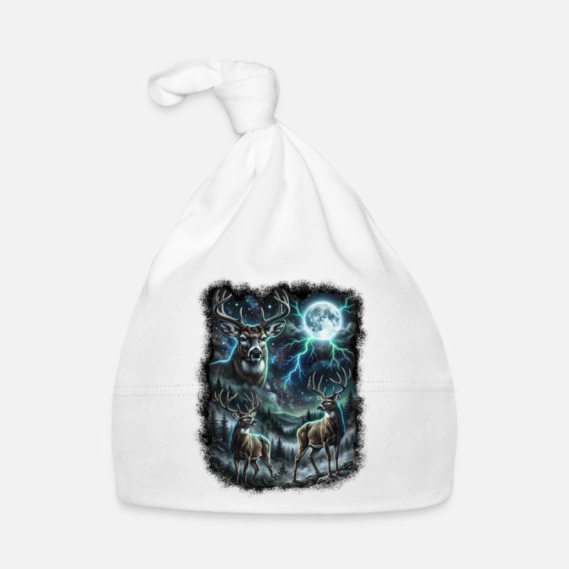 THREE Wild Deer with Moon Wildlife Designs Organic Baby Cap