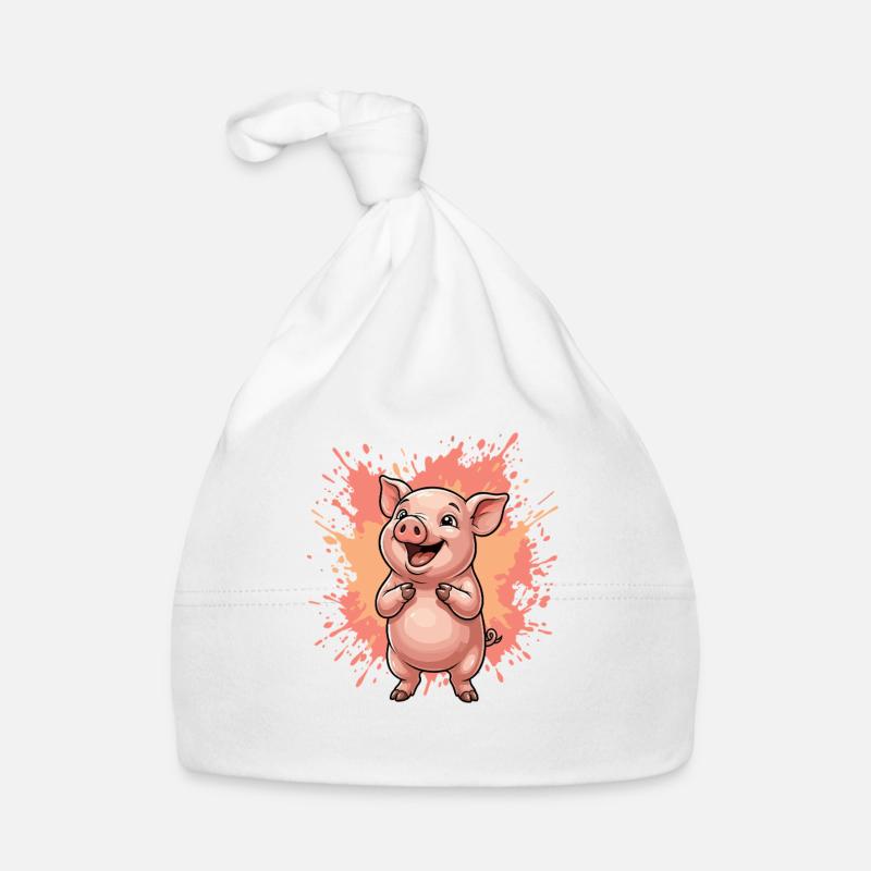 Lachendes Schwein mit Farbsplatter Baby Bio-Mütze