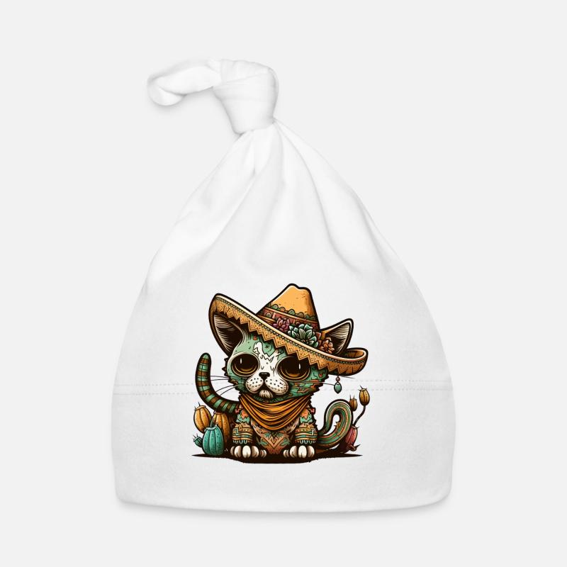 Mexican Cinco De Mayo Sucre Skull Sombrero Cat Bonnet bio Bébé