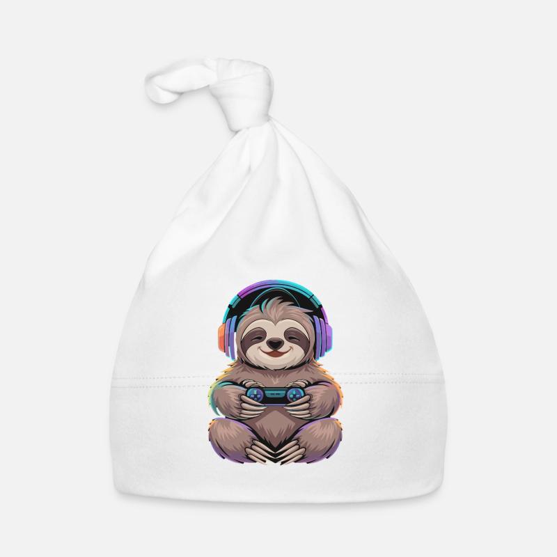  Faultier Gamer Mit Controller Und Bunter Baby Bio-Mütze