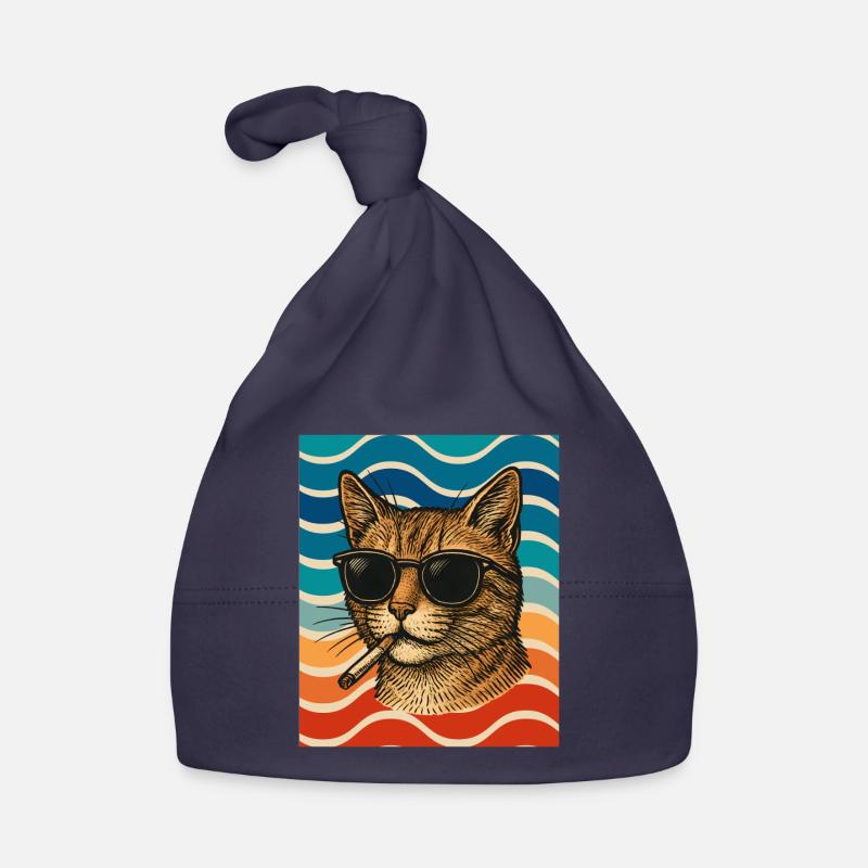 Cat summer with sunglasses Organic Baby Cap