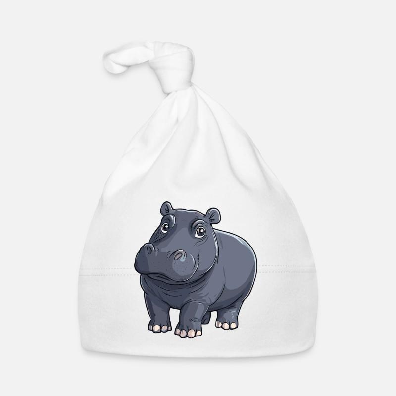 Hippo Nilpferd Illustration Baby Bio-Mütze